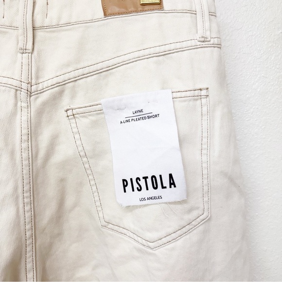 NWT Pistola Layne Pleated High Waist A-Line Denim Shorts - Picture 9 of 10